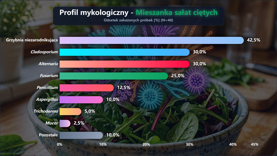 Rodzaje grzybów pleśniowych oznaczonych w próbkach mieszanek sałat ciętych